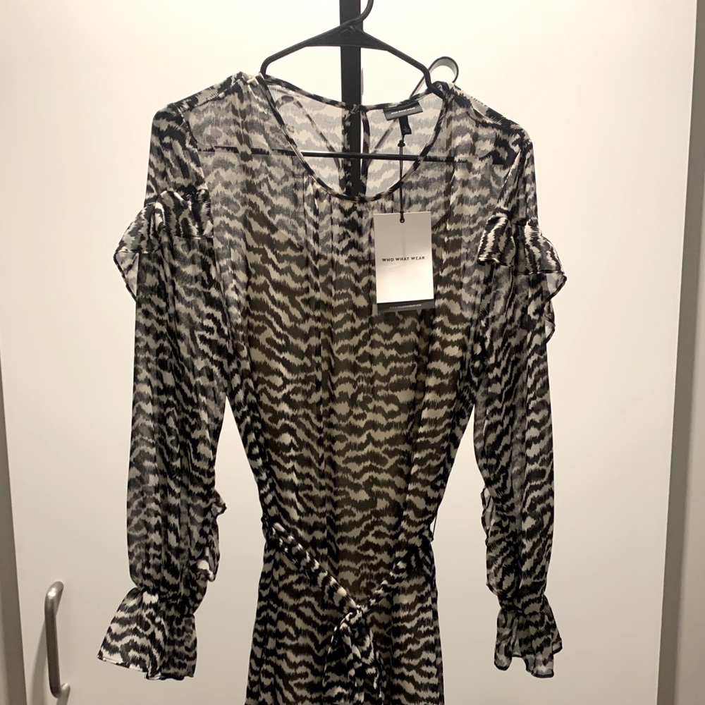 Who What Wear Sheer Animal Print Dress